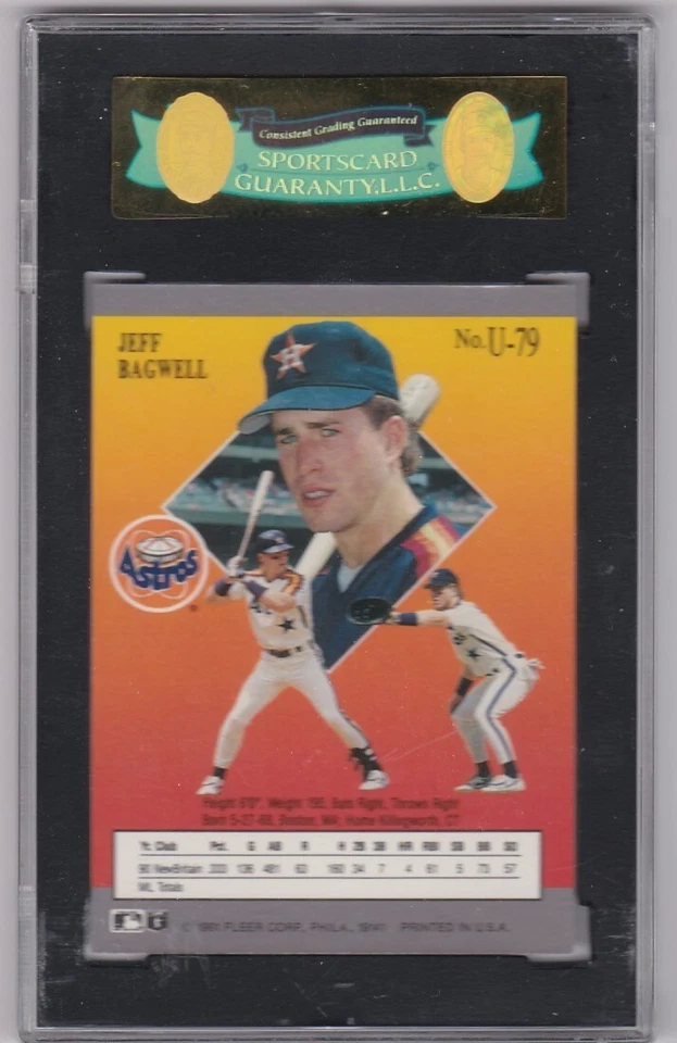 1991 Fleer Ultra Update #U-79 Jeff Bagwell RC Rookie Card SGC 9 - Image 2 of 2