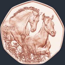 Moneta 5€ Euro 2020 Austria Rame 999 Cavallo FDC Coin Puledro Amici per la vita
