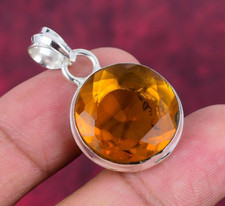 Wonderful Citrine Gemstone Handmade 925 Sterling Silver Women Pendant Jewelry