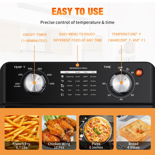 10QT Air Fryer Oven 4 Slice Oil-Free Toaster Oven Countertop Broil Black - Picture 11 of 16