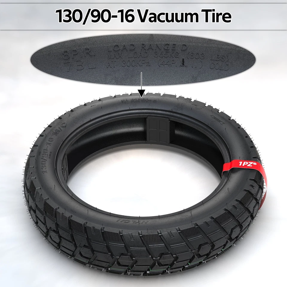 Durable 130/90-16 Motorcycles Tubeless Front Rear Tire for Honda Kawasaki Suzuki - Image 3 of 4