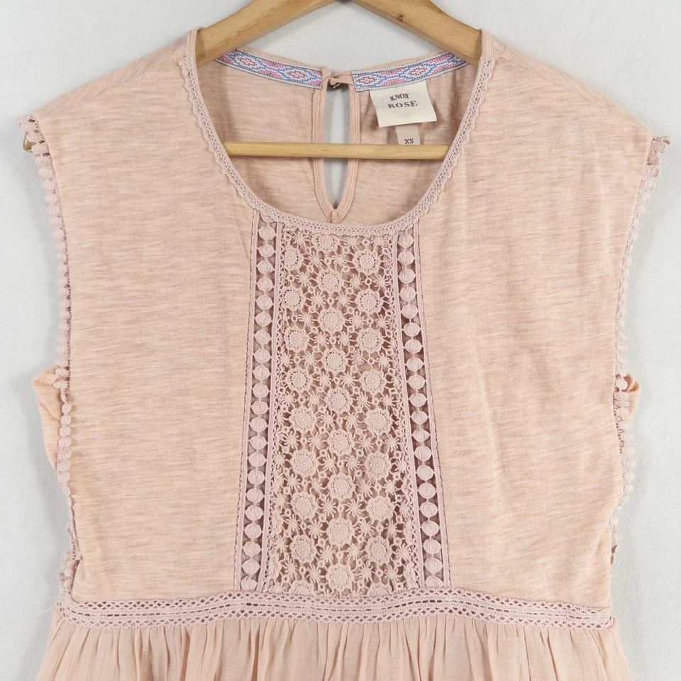 Блузка женская Knox Rose Top размер XS светло-розовая кружевная отделка без рукавов богемная кокетка - Изображение 2 из 4