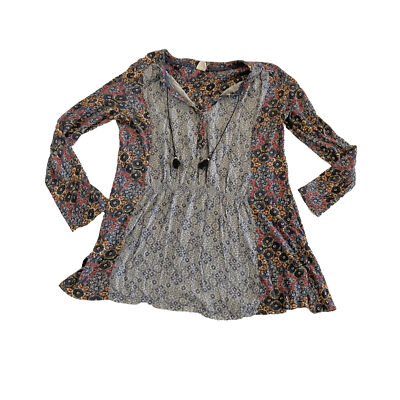 Anthropologie Akemi + Kin Women s Size M Humboldt Tunic Boho Floral Shirt Top