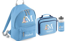Personalised Kids Rabbit Backpack, Rucksack ,Lunch Box, Bottle-2 sizes, Baby Bag