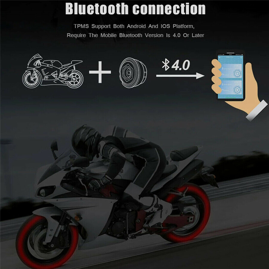 Bluetooth TPMS For Motorcycles - 2 Pack Tire Pressure Monitoring System 4.0/5.0