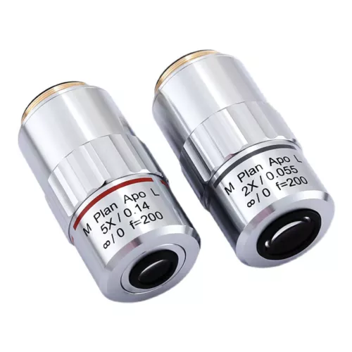 Obiettivo microscopio metallurgico M26 95 mm visibile LWD M Plan APO 2X-50X - Foto 4 di 30
