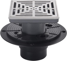 4-1/4"Square Brushed Nickel Shower Drain Base with Adjustable Drain Flange Kit P