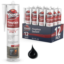 Kraken Bond Fireplace Sealant Heat Resistant Caulk, 10.1oz 12 Pack   Black