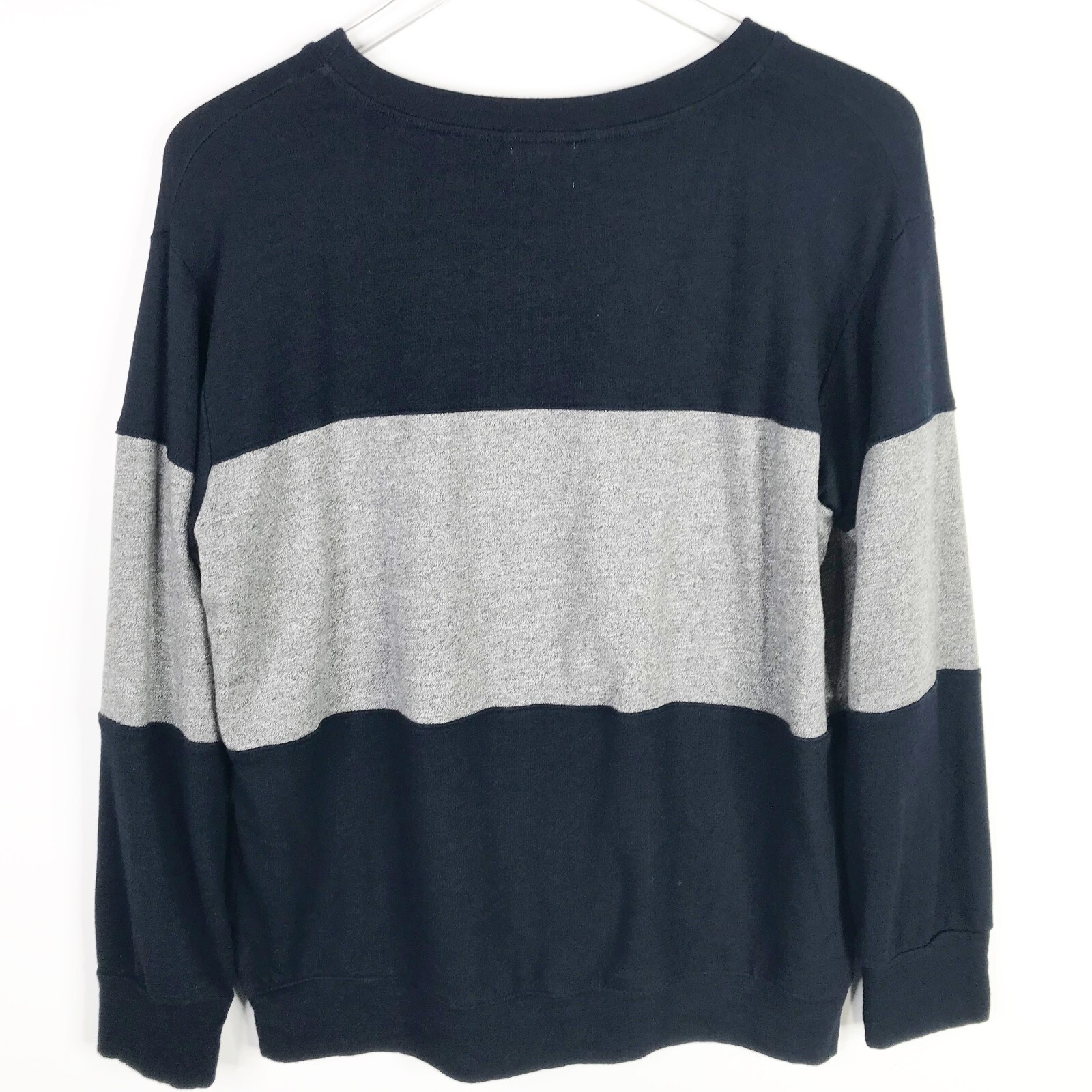 Sundry Colorblock Top Women Medium 2 Navy Gray Striped Knit Pullover
