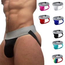 Jockmail Mens Underwear Jockstrap Gym Jock strap With Grey Branded Waistband