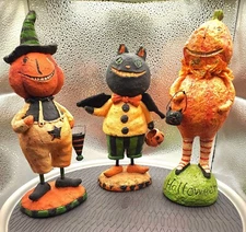 2 Halloween Paper Mache 1 Resin folk art primitive figures similar debra schoch