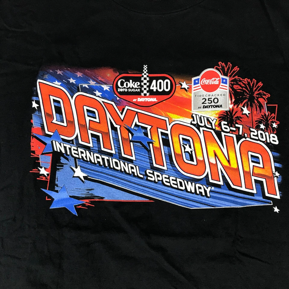 Футболка 2018 Coke 400 Daytona Firecracker 250 ~ ~ NASCAR для взрослых 2XL ~ черная XXL - Изображение 4 из 4