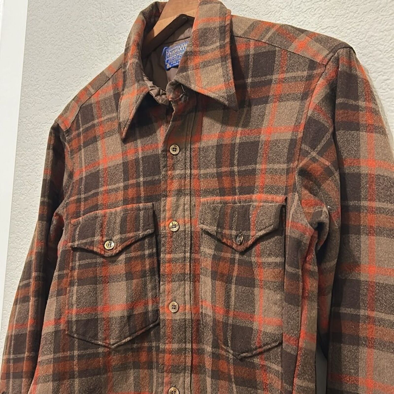 Vintage Pendleton Board Shirt Brown Orange Long S… - image 5