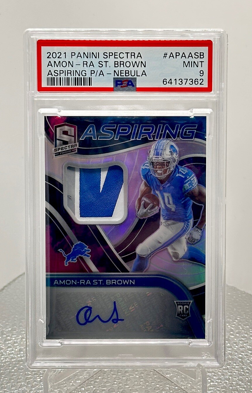 Amon-Ra St. Brown Panini Spectra Aspiring Patch Autographs #APAASB Nebula
