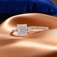 14k Weißgold Ehering Set 3,50 Ct IGI Lab Grown Radiant Diamond E F VVS2