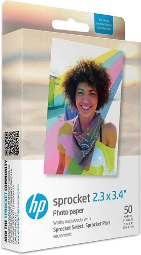 HP Sprocket Premium Zink Photo Paper 2.3x3.4" Sticky Backed Paper 50 Sheets NEW