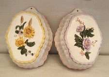 2 Vintage Ceramic Floral Jelly Moulds Flowers