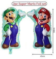 2pc Super Mario bros foil balloon set Mario Luigi kids birthday party decoration