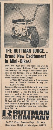 Magazine Ad - 1969 - Ruttman Mini-Bikes - "Judge" - Dearborn Hts, MI