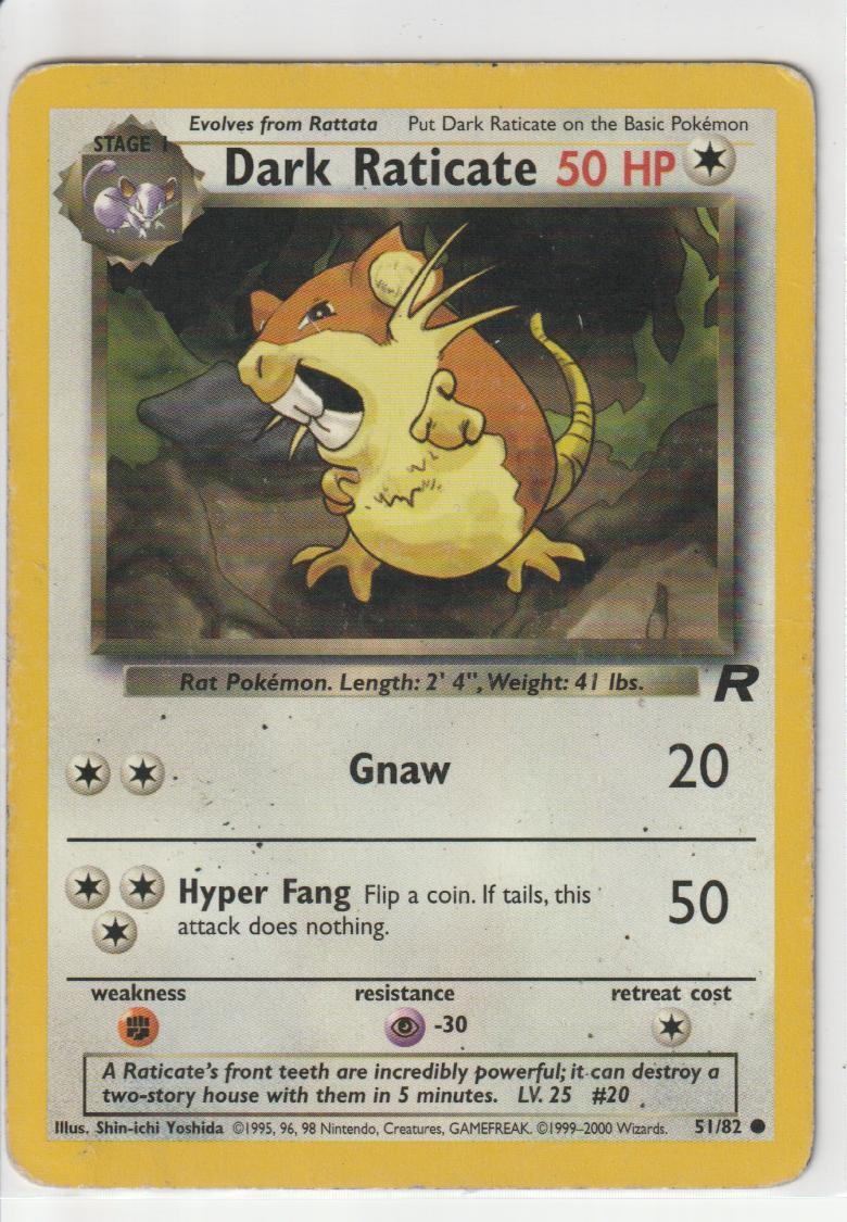 Dark Raticate 51/82 Unlimited Team Rocket Pokemon Heavily Played