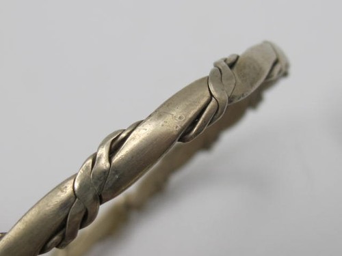 Brazalete Brazalete Vintage Plata Esterlina Estampado Hecho en México - Muñeca Promedio 7-8" - Imagen 8 de 8