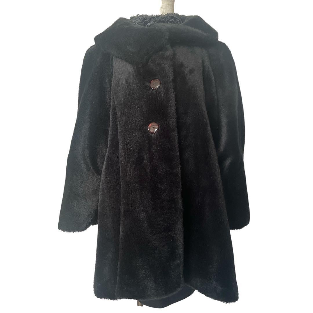 Thierry Mugler Vintage 1980s Coat Black Faux Fur Women's From