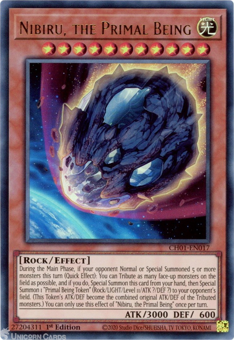 CH01-EN017 Nibiru, the Primal Being : Ultra Rare 1st Edition Mint YuGiOh Card