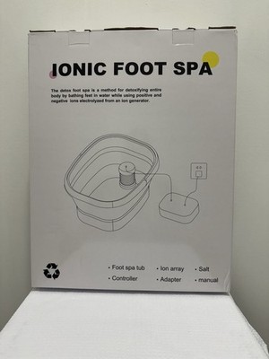 Foldable White Ionic Foot Detox Machine Spa Bath w/ Adapter for Relaxation