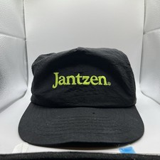 Vintage Jantzen Nylon Trucker Hat Snapback OSFA Black Neon Green Surf Beach 80s