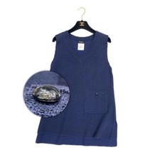 USED AUTHENTIC CHANEL DRESS TUNIC WITH COCO MARK BUTTONS GOOD