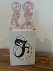 Fenton Pink Iridescent Boy & Girl Praying Figurines 4" Vintage Glass