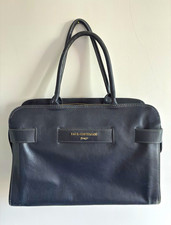Paul Costelloe Black Leather Satchel Top Handle Bag Double Handles Gold Zip