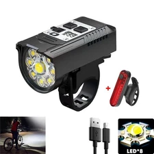 Waterproof USB Rechargeable LED Bicycle Headlight Bike Front Rear Light Cycling