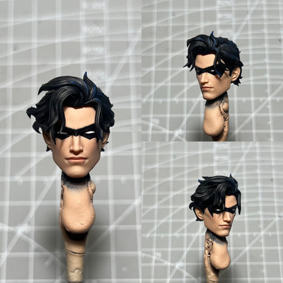 1/12 Painted Nightwing Robin Black Mask Head Sculpt Fit Mcfarlane Action Figure