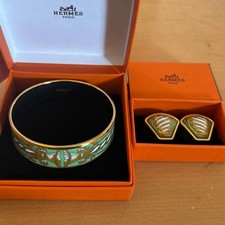 Hermes Gold Enamel Cloisonne Studs Luxury Jewelry Rare Authentic Vintage