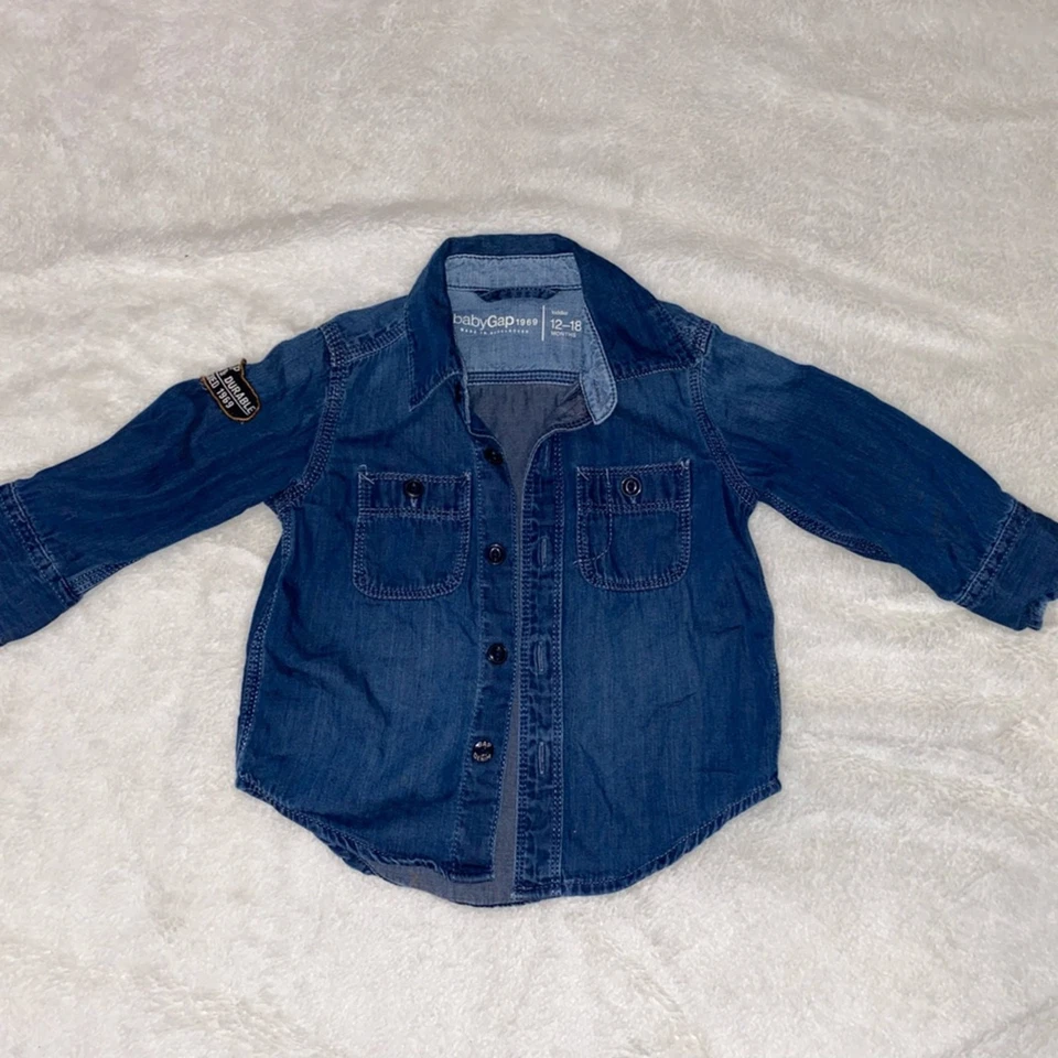 Camisa Baby Gap Denim Manga Larga Cuello Abotonado Talla 12-18M Foto 4 de 4