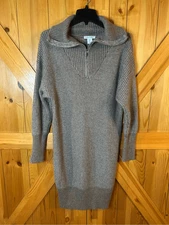 Cupcakes & Cashmere Notch Collar Sweater Dress  Zip Shawl Size Large (8671)