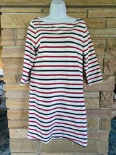Gap Striped Knit Dress Medium Red White Blue Boat Neck 3/4 Sleeve Nautical