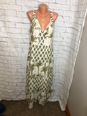 NEW Calypso St Barth  Medium Sleeveless Maxi Dress Tropical Beaded tassels