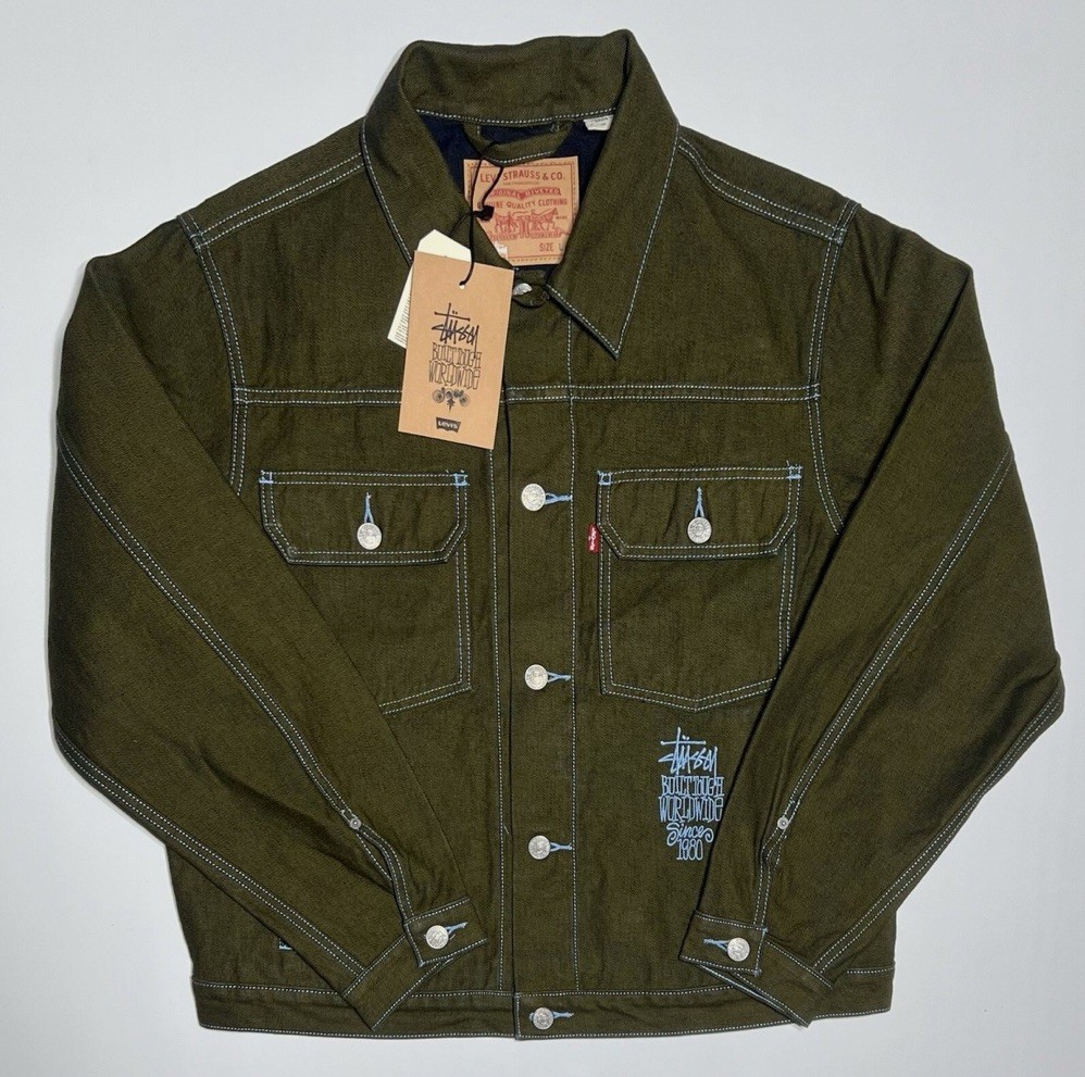 Stüssy & Levi's® Crispy Rinse Trucker Jacket Green/Blue Size Stüssy & Levi's® Crispy Rinse Trucker Jacket Green/Blue Size