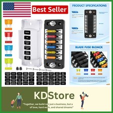 6 Way Blade Fuse Block with Negative Bus 12V Auto Fuse Box Waterproof Camper RV