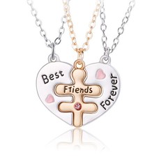 3PCS Heart Splice Bff Necklace Set for Women Best Friends Forever Friendship Cub