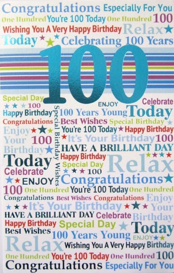 Happy 100th Birthday Card 100 Years Young Today Congratulations Best Wishes Enj