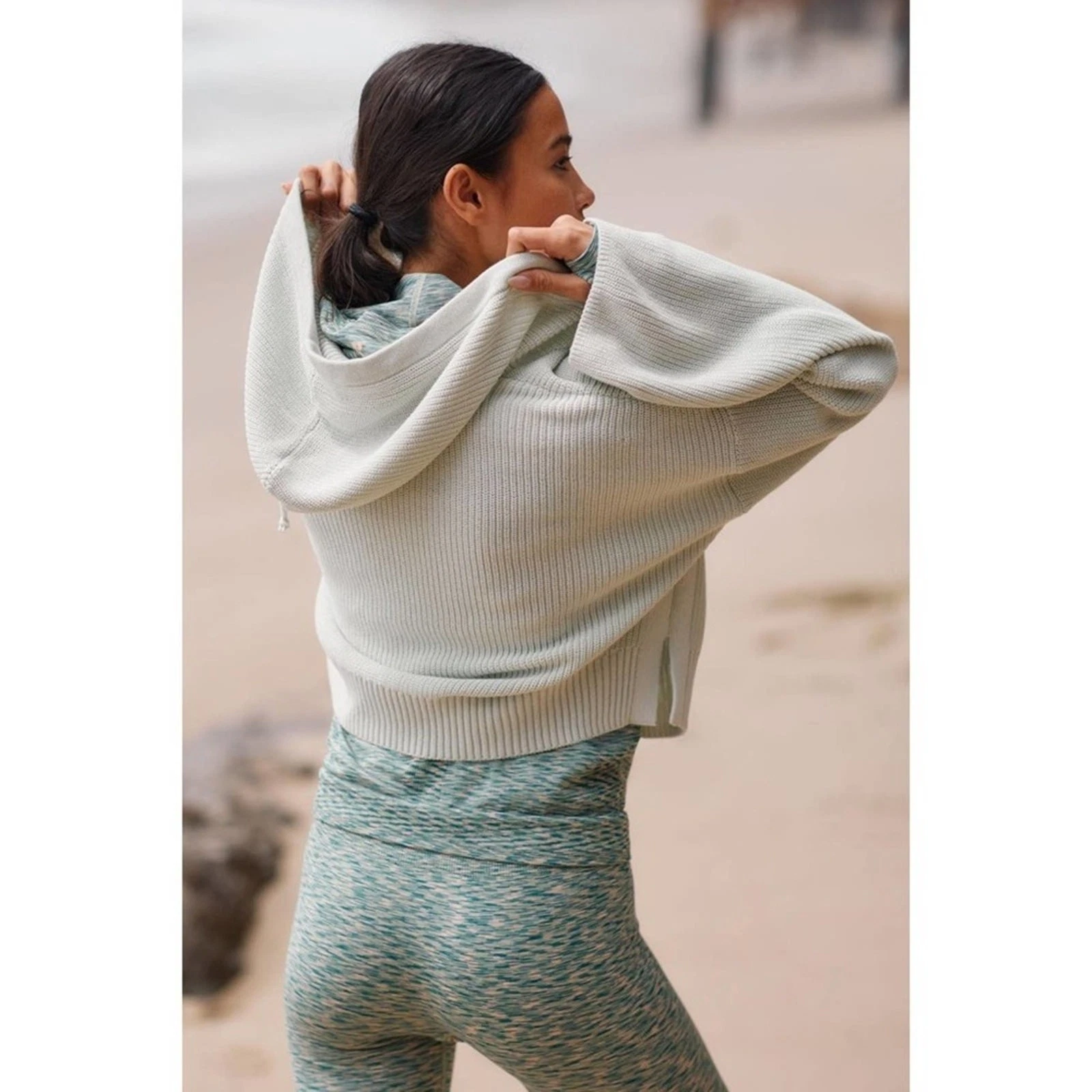 sweaty-betty avocado knitted crop sweater hoodie