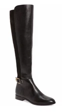 Tory Burch over the knee boots Marsen black leather suede 8