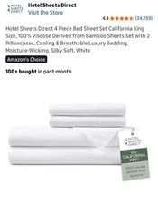 Hotel Sheets Direct 4 Piece Bed Sheet Set King Size 100% Viscose GUC