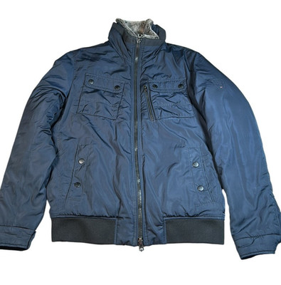 Tommy Hilfiger Jacke Herren mittelblau gesteppt Full Zip Logo technische Fasern