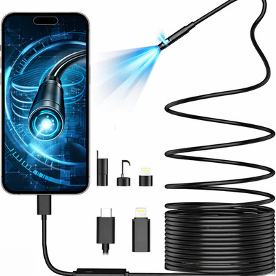 IRONSCOP  1920P HD Endoscope Camera, 16.4ft Semi-Rigid, IP67, iOS & Android