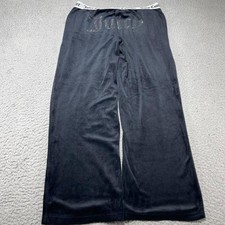 Juicy Couture Track Pants Womens Large Black Velour Crown Y2K Loungepants Sleep