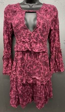 American Eagle Dress S Burgundy Red Keyhole Tiered Ruffle Boho Dark Fairy Y2K